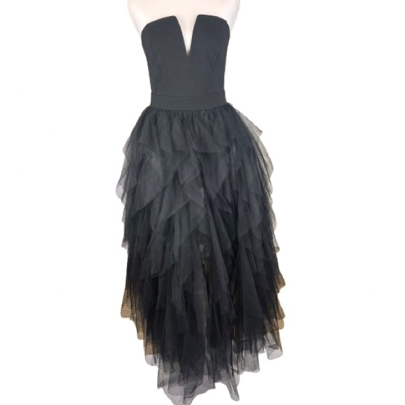 Fashion Nova Dresses & Skirts - Fashion Nova Black Strapless Sheer Tulle Dress Built-In Briefs M Whimsigoth NEW